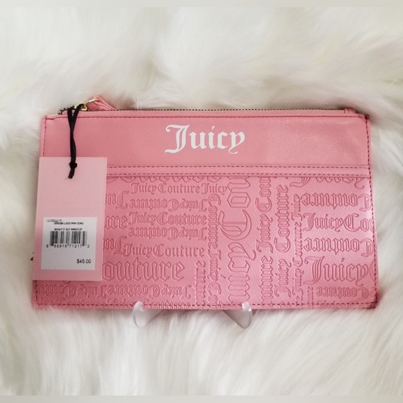 NWT Juicy Couture Shout it Out Wristlet Deboss Logo Pink Icing - Picture 5 of 6